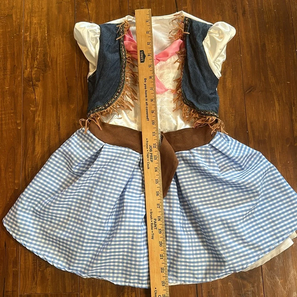 Girls Cowgirl Costume Dress Gingham Western Rodeo Halloween Size S 4-6